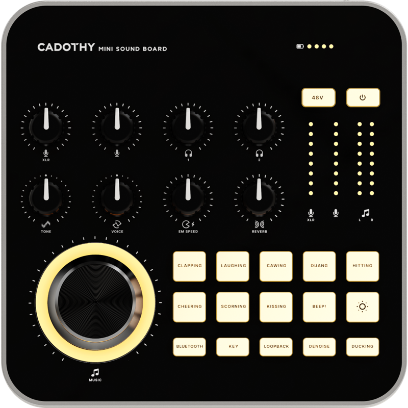 CADOTHY OTG Digital Audio Transmission One-click Noise Reduction Professional Superior Audio Quality Desktop Mini Sound Board With Various Sound Effects for Multi-platform Live Streaming