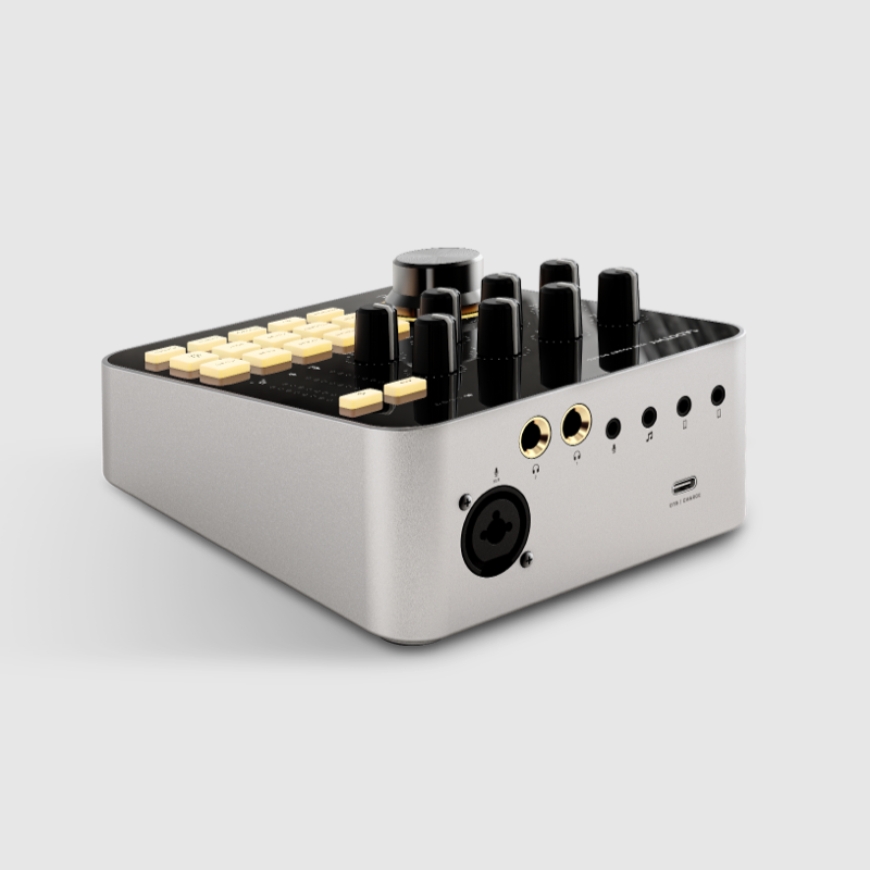CADOTHY OTG Digital Audio Transmission One-click Noise Reduction Professional Superior Audio Quality Desktop Mini Sound Board With Various Sound Effects for Multi-platform Live Streaming