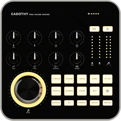 CADOTHY OTG Digital Audio Transmission One-click Noise Reduction Professional Superior Audio Quality Desktop Mini Sound Board With Various Sound Effects for Multi-platform Live Streaming