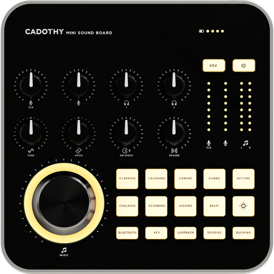 CADOTHY OTG Digital Audio Transmission One-click Noise Reduction Professional Superior Audio Quality Desktop Mini Sound Board With Various Sound Effects for Multi-platform Live Streaming