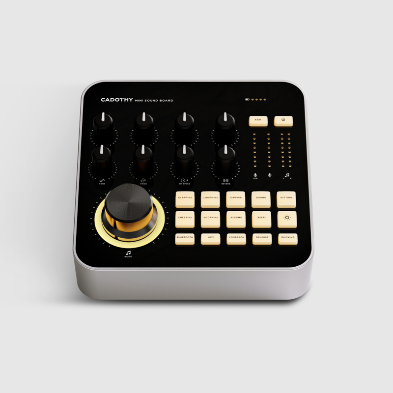 CADOTHY OTG Digital Audio Transmission One-click Noise Reduction Professional Superior Audio Quality Desktop Mini Sound Board With Various Sound Effects for Multi-platform Live Streaming